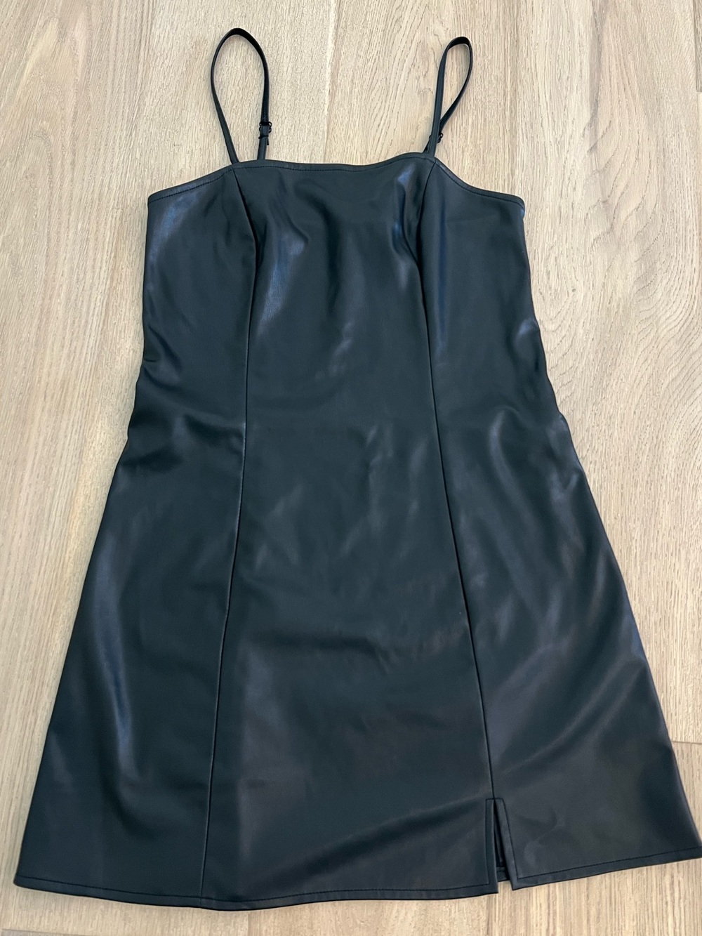 Topshop Black Faux Leather Mini Slip Dress